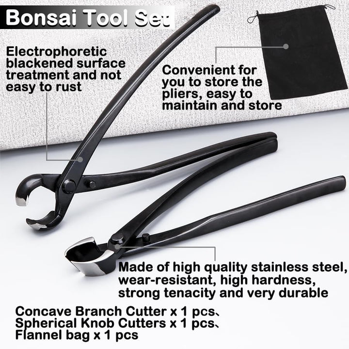 LEONTOOL Bonsai-Werkzeug-Set – 20,3 cm konkave Schneider und 20,3 cm kugelförmige Knaufschneider, Ka