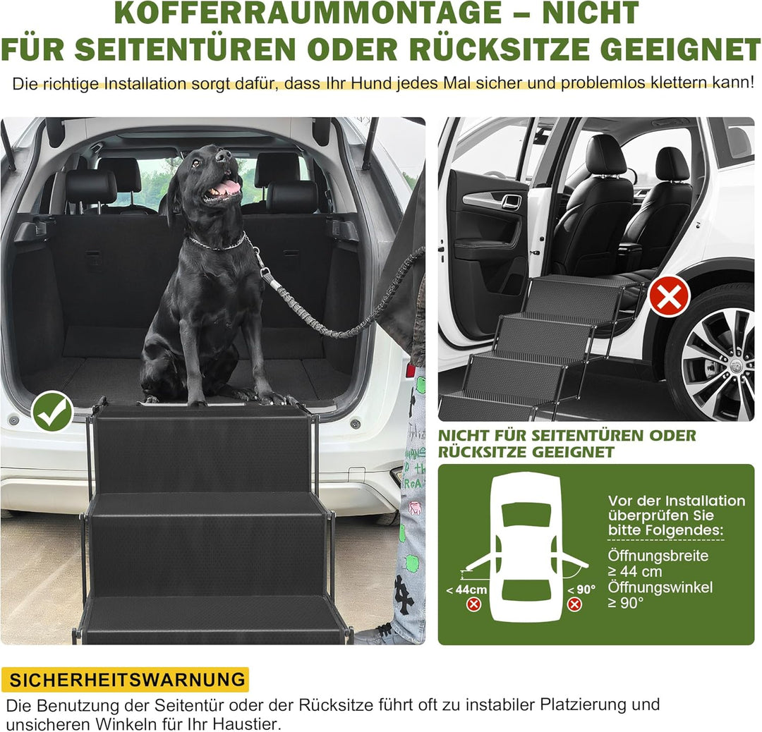 Hundeautorampe - Tragbare 5-stufige Aluminiumtreppe mit Rutschfester Oberfläche, trägt bis zu 110 kg