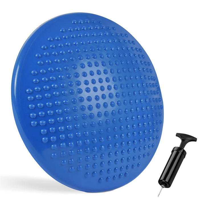 MSPORTS Ballsitzkissen inkl. Pumpe und Übungsposter | ca. 32 cm Durchmesser mit Noppenoberfläche - i