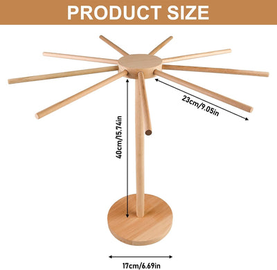 Nudeltrockner: Pastatrockner, Nudelständer Holz mit 9 Abnehmbar Arme, Nudeln Pasta Trockner, Faltbar