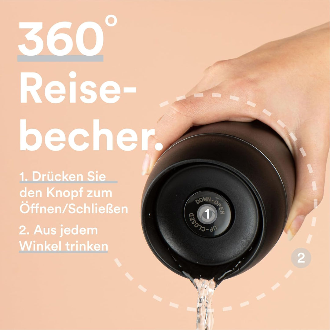Moon 360° Thermobecher, Kaffeebecher to go, Thermo, Travel Mug 450 ml, Becher Coffee-to-go, Isolierb