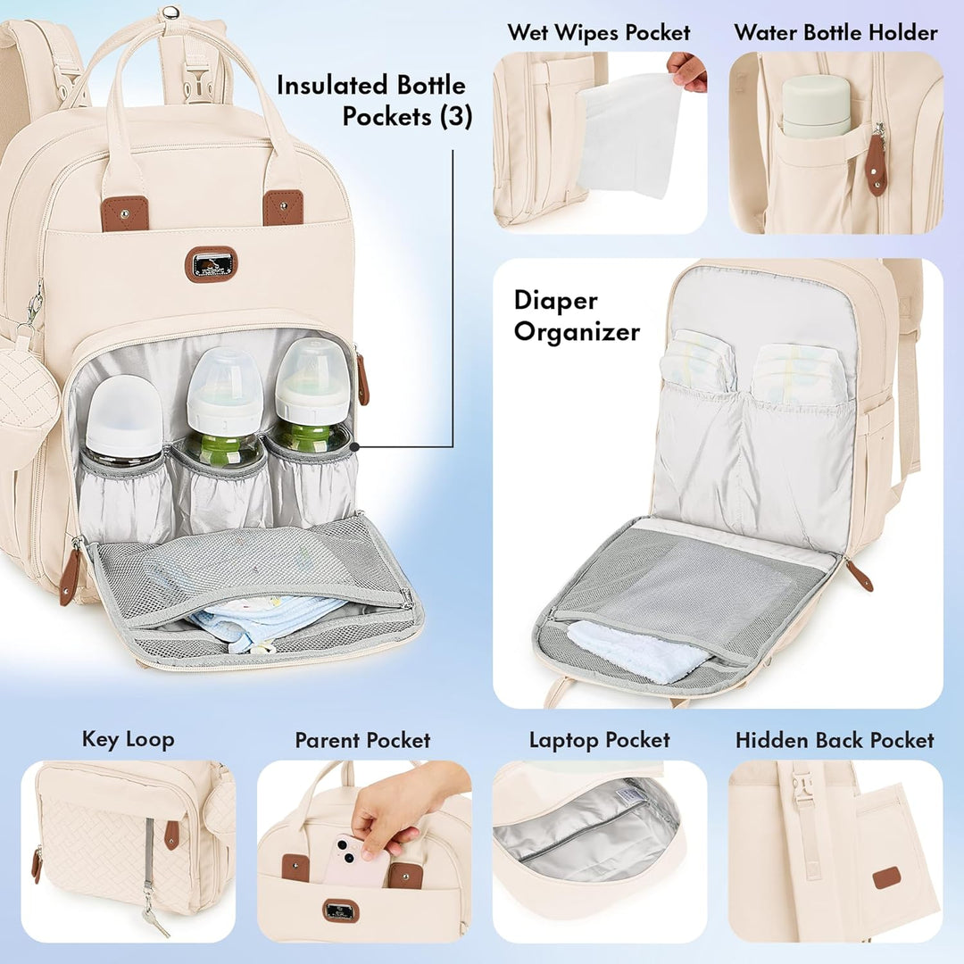 Dikaslon Wickeltasche Rucksack Grosser Wickelrucksack mit Multifunktions-Babytaschen und mobiler Wic