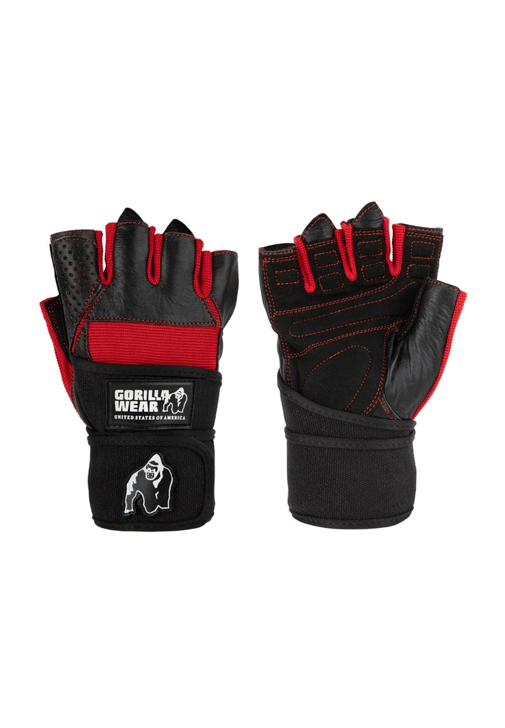 Gorilla Wear - Dallas Wrist Wrap Gloves - Schwarz/Rot - Bodybuilding und Fitness Accessoires für Dam