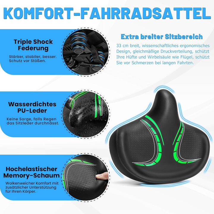 CDYWD Übergrosser Fahrradsattel Herren & Damen - Bequem, Weich, Extra Breit, Ergonomisch, Polster Fa