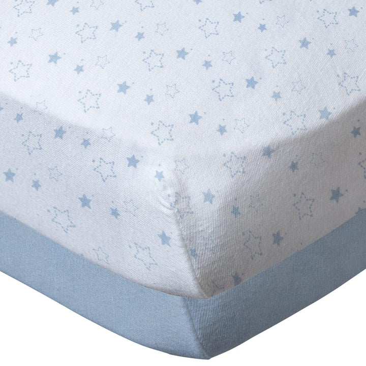 BabyCalin - 2er Set Spannbettlaken Blauer Stern 70x140x17cm Blauer/Stern 70x140 cm (2er Pack), Blaue