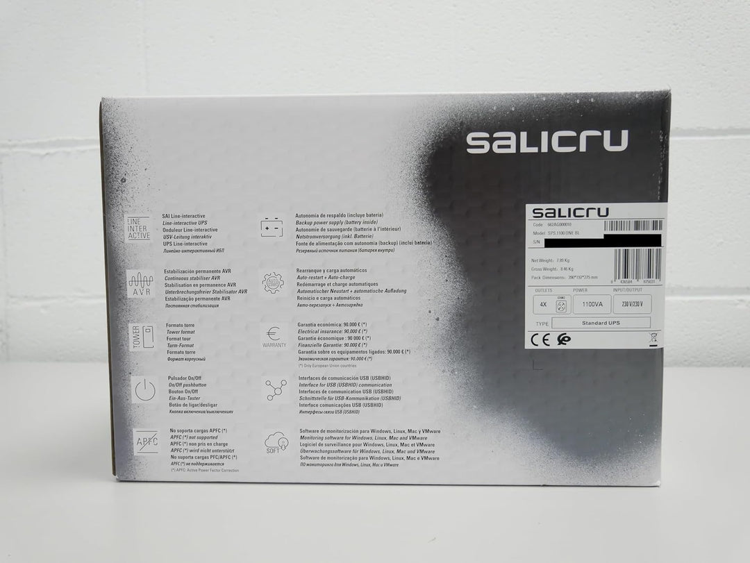 Salicru SPS 1100 ONE BL SAI Línea Interactiva Con 4 Salidas Schuko 1100VA 600W
