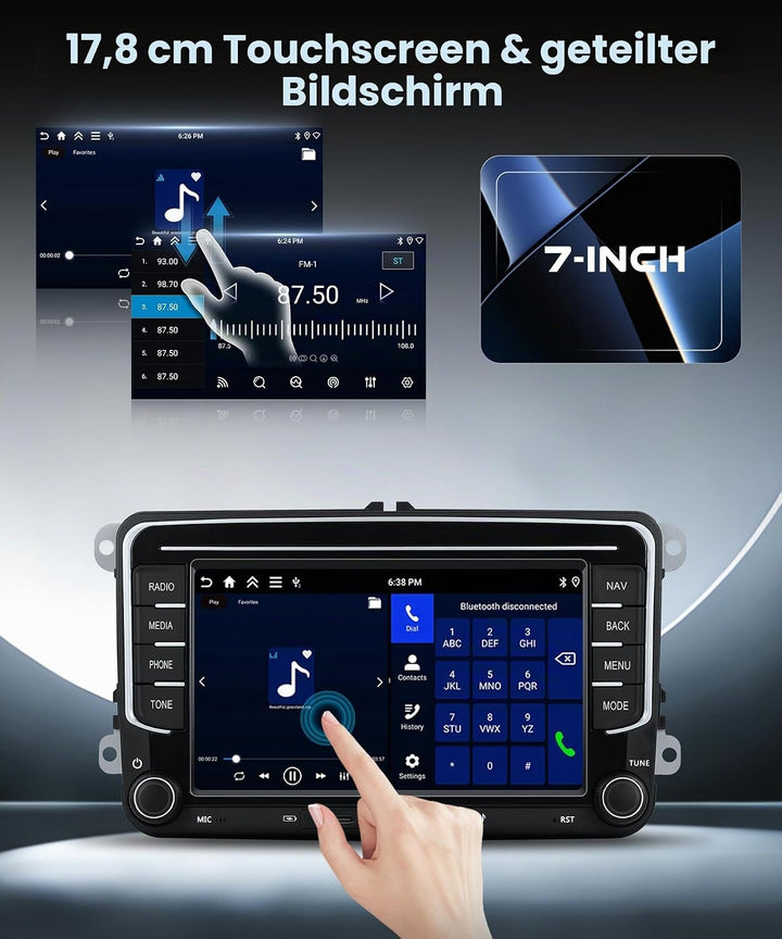 VECHTEL 4G+64G Autoradio Android 15 für VW Golf 5 6 Passat Jetta Caddy EOS T5 Tiguan Touran CC Polo,