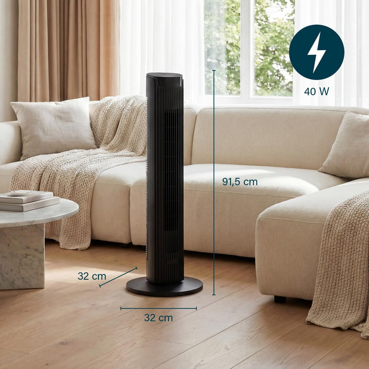 Princess Turmventilator - Elegantes Design - 40 W - Leistungsstark, Leise, Energieeffizient - Höhe: