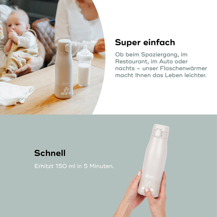 Babymoov Mobiler und kabelloser Flaschenwärmer Moov & Feed - Kapazität 340ml - Wasser oder Muttermil