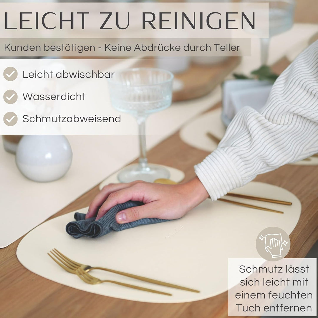 Mahewa® 6er Set Premium Tischset aus Kunstleder - Platzset abwaschbar und wasserdicht - Platzdeckche