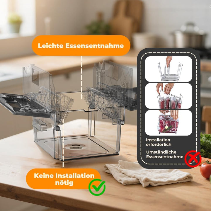 Sous Vide Behälter mit Deckel und eingebautem Rost 11L Grau Doppeltür-Design Sous Vide Topf für die