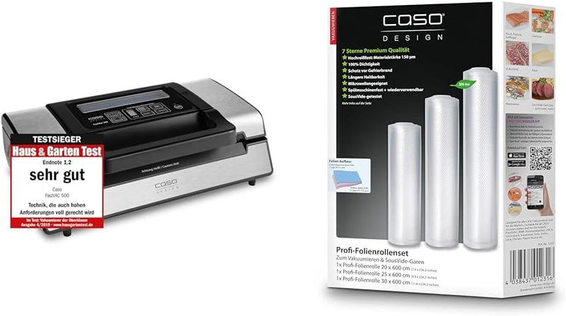 Caso 1409 FastVac 500 Gewerbevakuumierer - Edelstahl Vakuumierer für den professionellen Gebrauch &