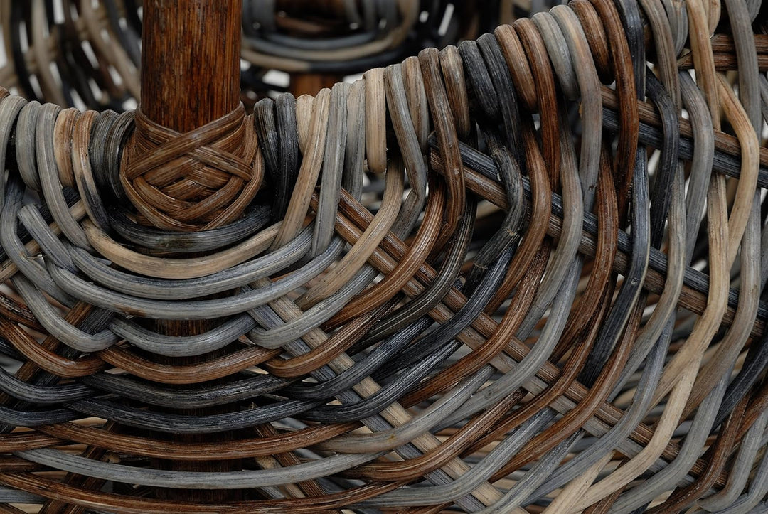 Einkaufskorb/Bügelkorb/Shopper aus echtem Rattan, Henkel- Trage-Korb leicht und stabil (Mehrfarbig (