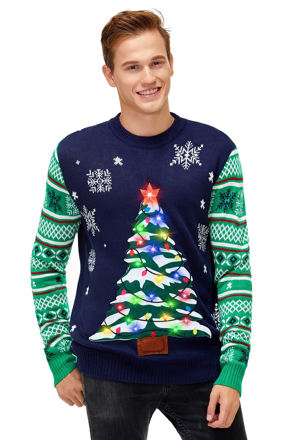 U LOOK UGLY TODAY Weihnachtspullover Herren Damen Unisex LED Licht Lustig Sweater Pulli Hässlich Xma