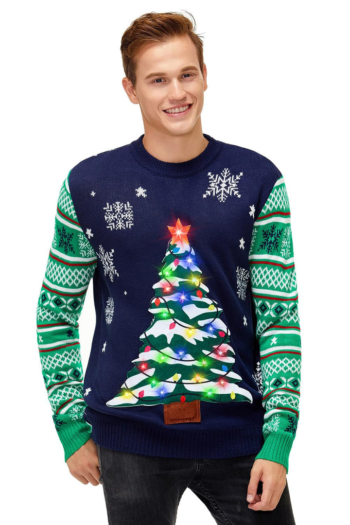 U LOOK UGLY TODAY Weihnachtspullover Herren Damen Unisex LED Licht Lustig Sweater Pulli Hässlich Xma