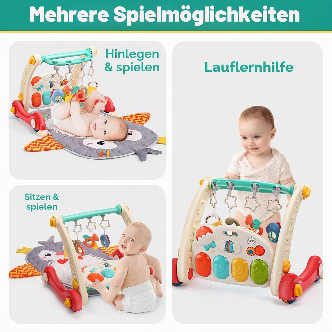 CUTE STONE Spiel-Fitnessstudio für Babys, Klavier, Trittbrett, Lernmatte für Babys, Musikaktivitäten