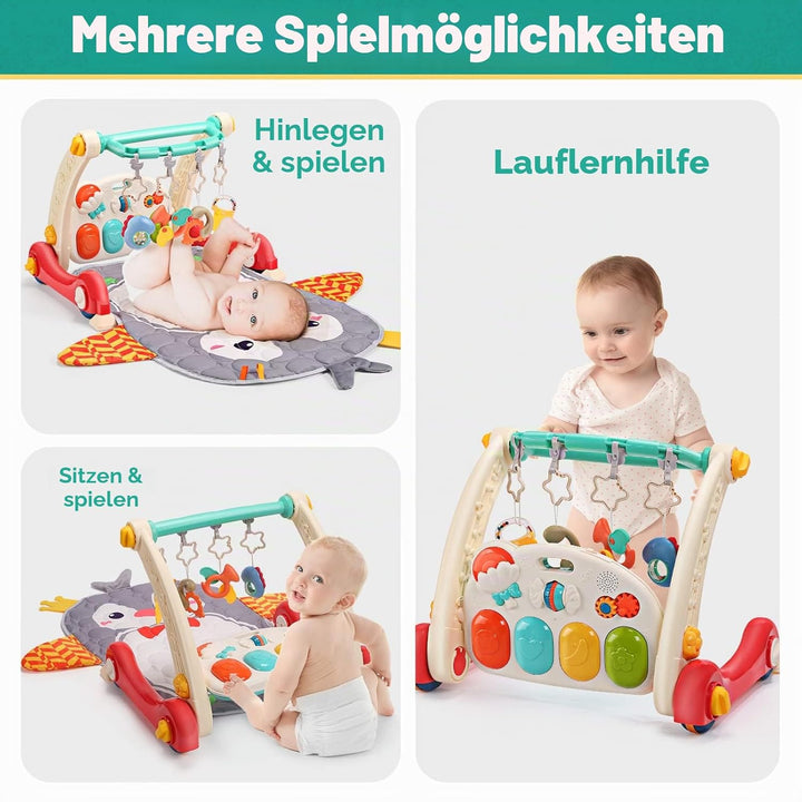 CUTE STONE Spiel-Fitnessstudio für Babys, Klavier, Trittbrett, Lernmatte für Babys, Musikaktivitäten