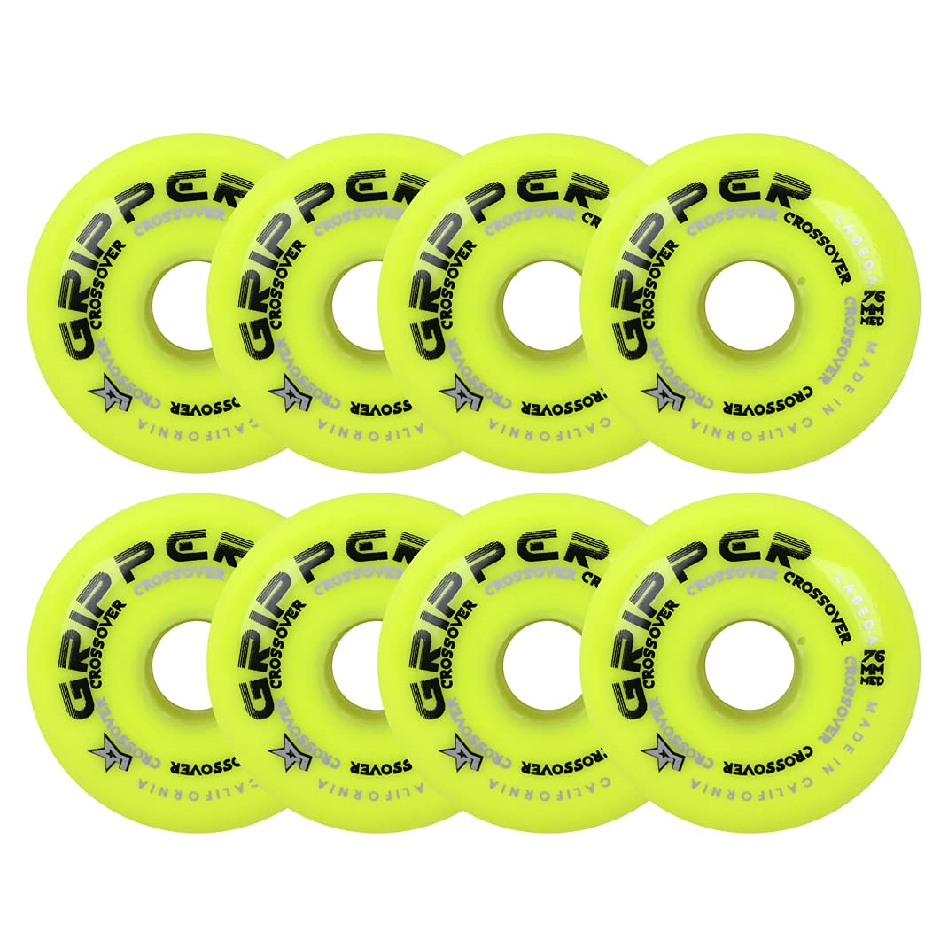 Labeda Rollhockey-Räder, Crossover-Set, 8 Stück, Farbe und Grösse wählbar Gelb 80A (Medium) 76mm 8-P