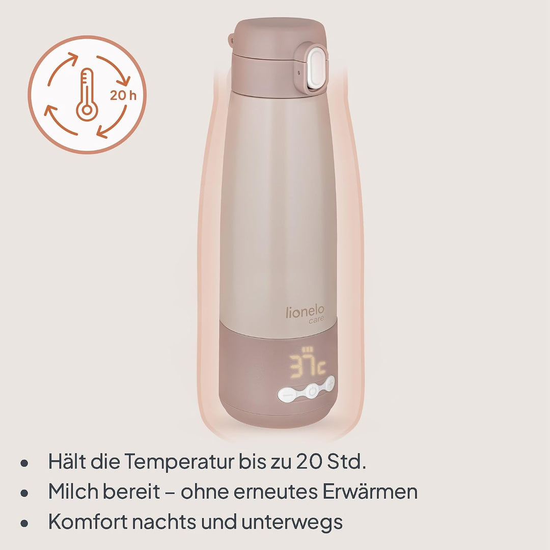 Lionelo Thermup Bottle tragbarer Babyflaschenwärmer für unterwegs, kabellos, Thermosflasche mit Heiz