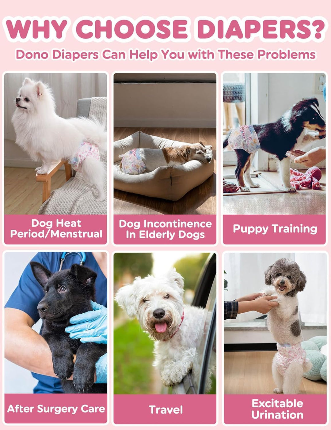 Dono Hundewindeln, 24 Stück, Weiblich, S, Rosa, Gelb S- 24count, S- 24count
