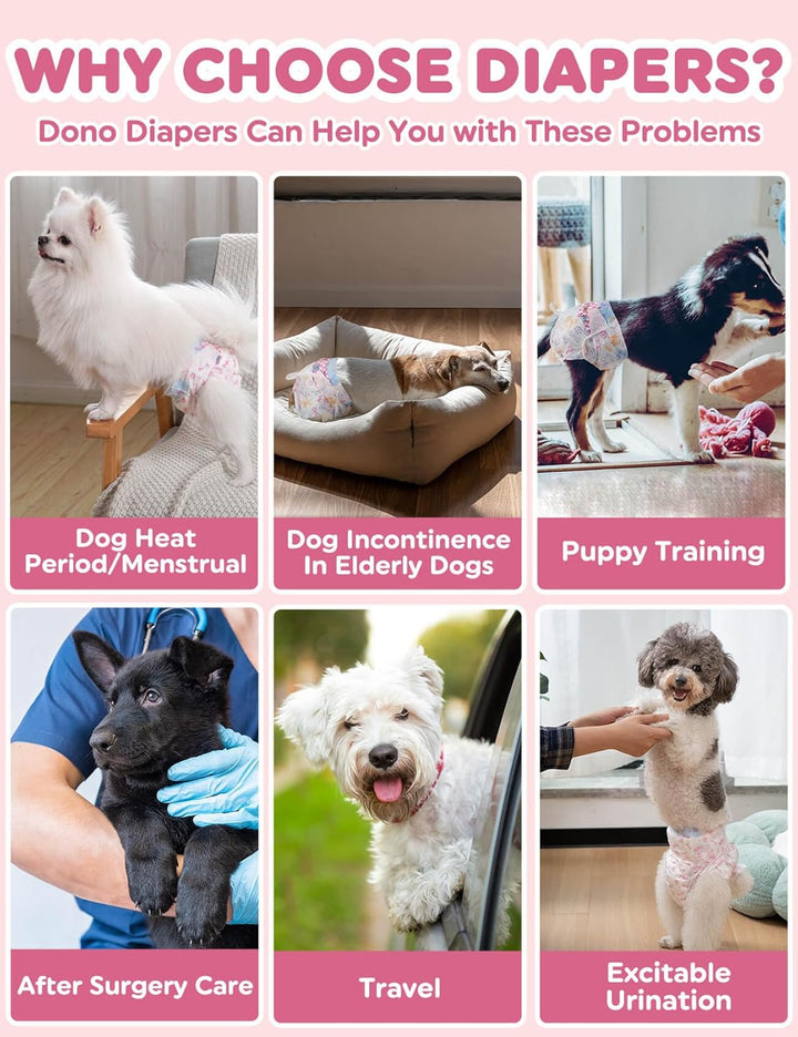 Dono Hundewindeln, 24 Stück, Weiblich, S, Rosa, Gelb S- 24count, S- 24count