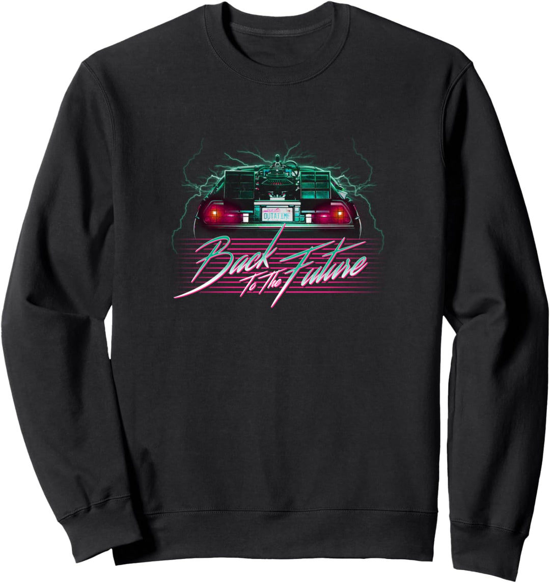 Back To The Future Delorean Retro Pink Stripe Sweatshirt