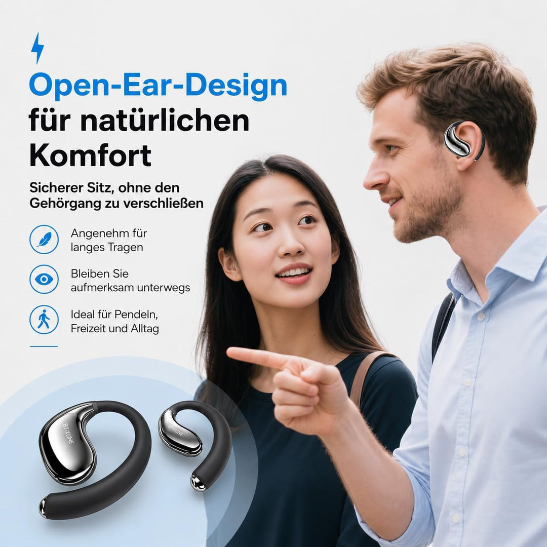 Micool Open-Ear Kopfhörer Bluetooth 6.0, Clip-On Ohrhörer Kabellos mit 36H Spielzeit, Geräuschreduzi