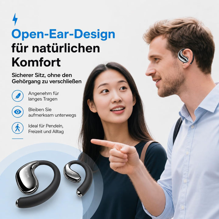 Micool Open-Ear Kopfhörer Bluetooth 6.0, Clip-On Ohrhörer Kabellos mit 36H Spielzeit, Geräuschreduzi