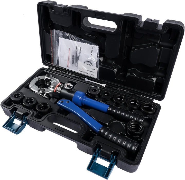 360° Hydraulisches Krimptool für Kupferrohre (12, 15, 18, 22, 28 mm) und PEX-AL-PEX Rohre (16, 20, 2