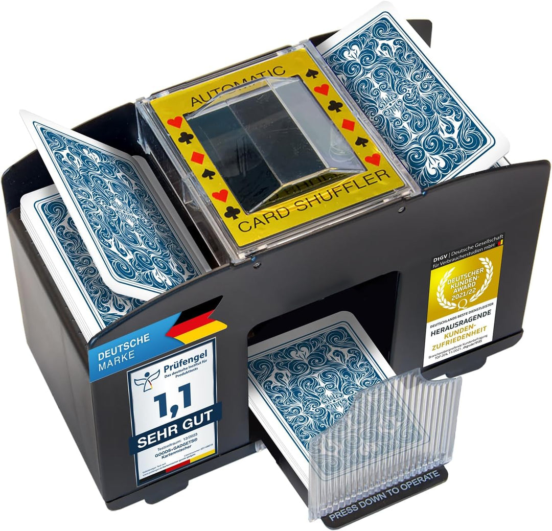 Elektrischer Kartenmischer Automatische XXL Karten-Mischmaschine für 4 Decks; Batteriebetrieben für
