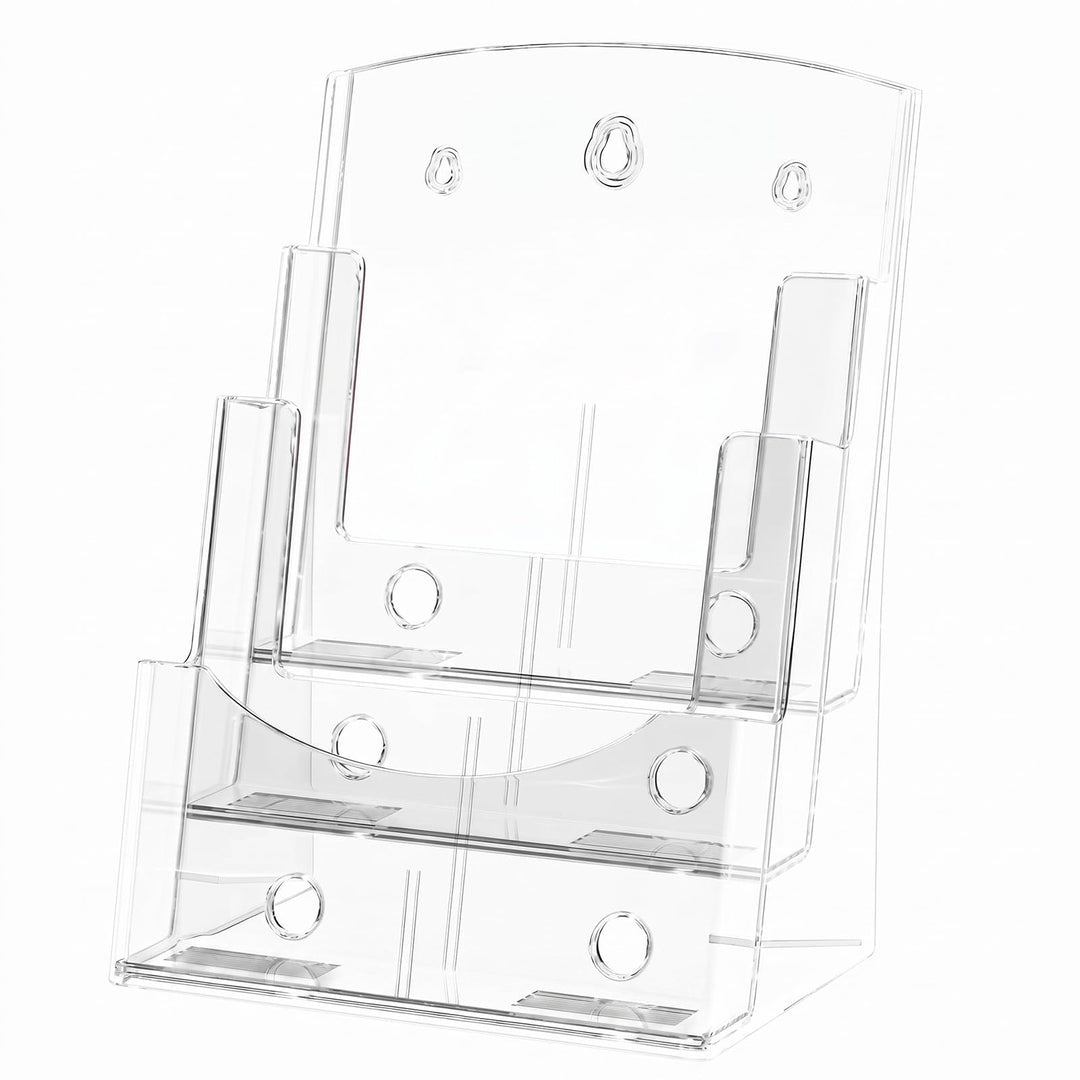 Viymgit Prospekthalter A4, 3 Etagen Transparenter Acryl DIN A4 Prospektständer, Broschürenhalter im