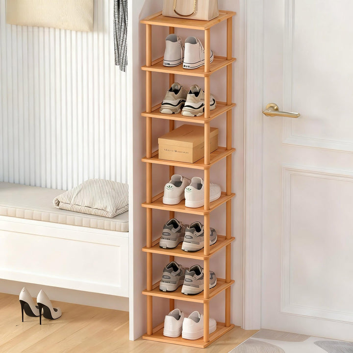 Aniston Bambus-Schuhregal, 8 Ebenen, vertikales Schuhregal für kleine Räume, freistehend, hoch, schm