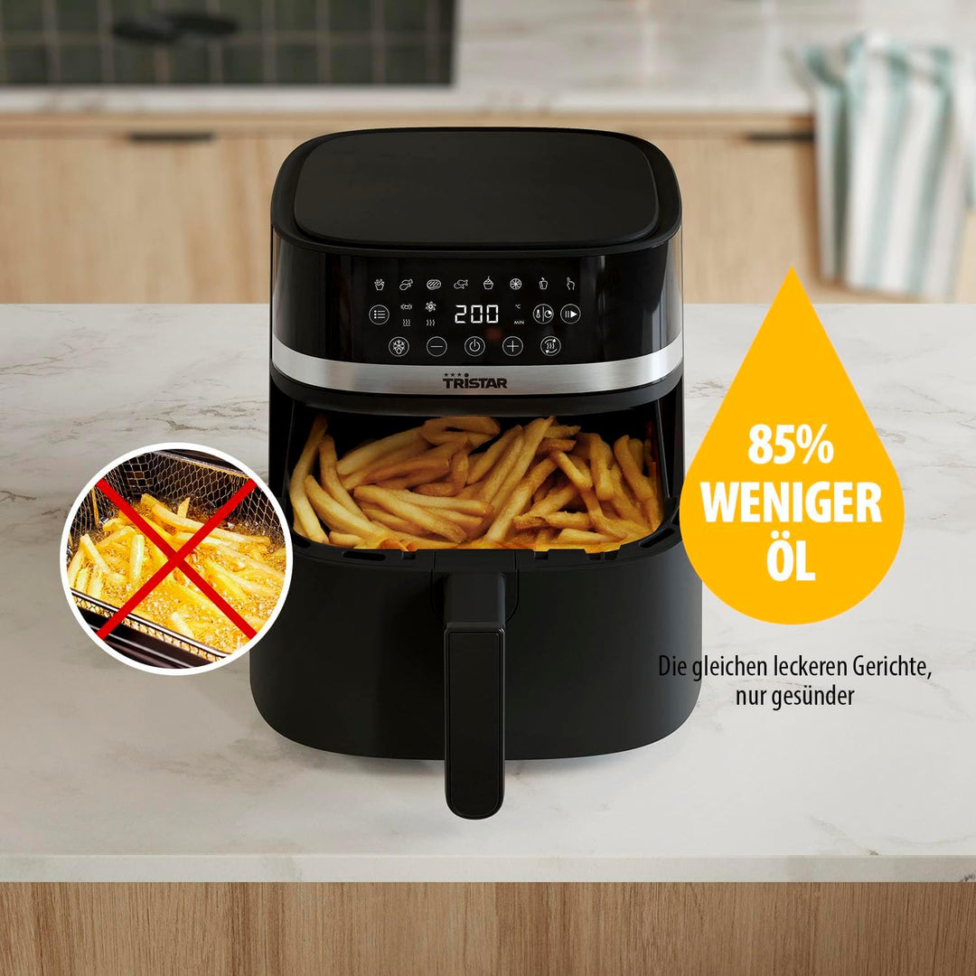 Tristar Digitale Heissluftfritteuse, 6L Kapazität, 8 Programme, LED-Touchscreen, Vorheizen & Shake-E
