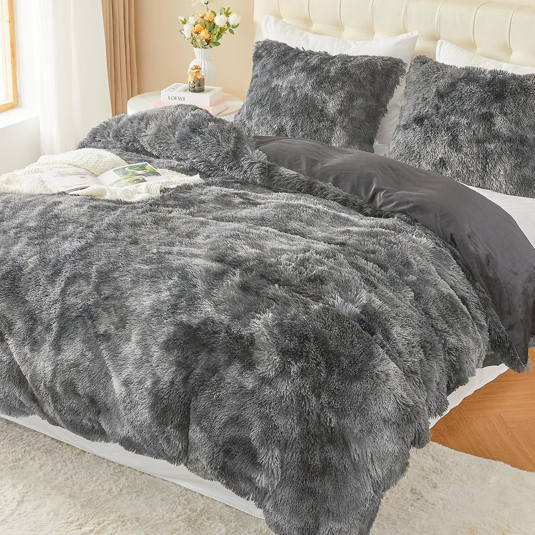 EMME Plüsch Bettwäsche Set 200x200cm Biber Flauschige Bettdecke Set für Bett Shaggy und Plüsch weich