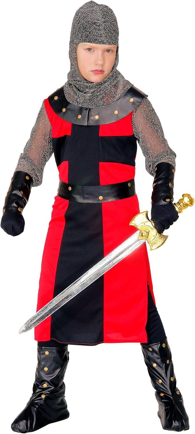 "DARK AGE KNIGHT" (long coat, belt, armbands, helmet, boot covers) - (128 cm / 5-7 Years), 128 cm