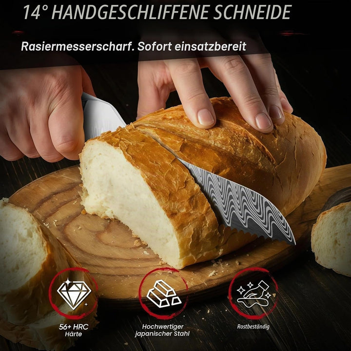 DRAGON RIOT Brotmesser mit Wellenschliff, Edelstahl-Brötchenmesser mit Resin-Griff &amp; Scheide zum Sch