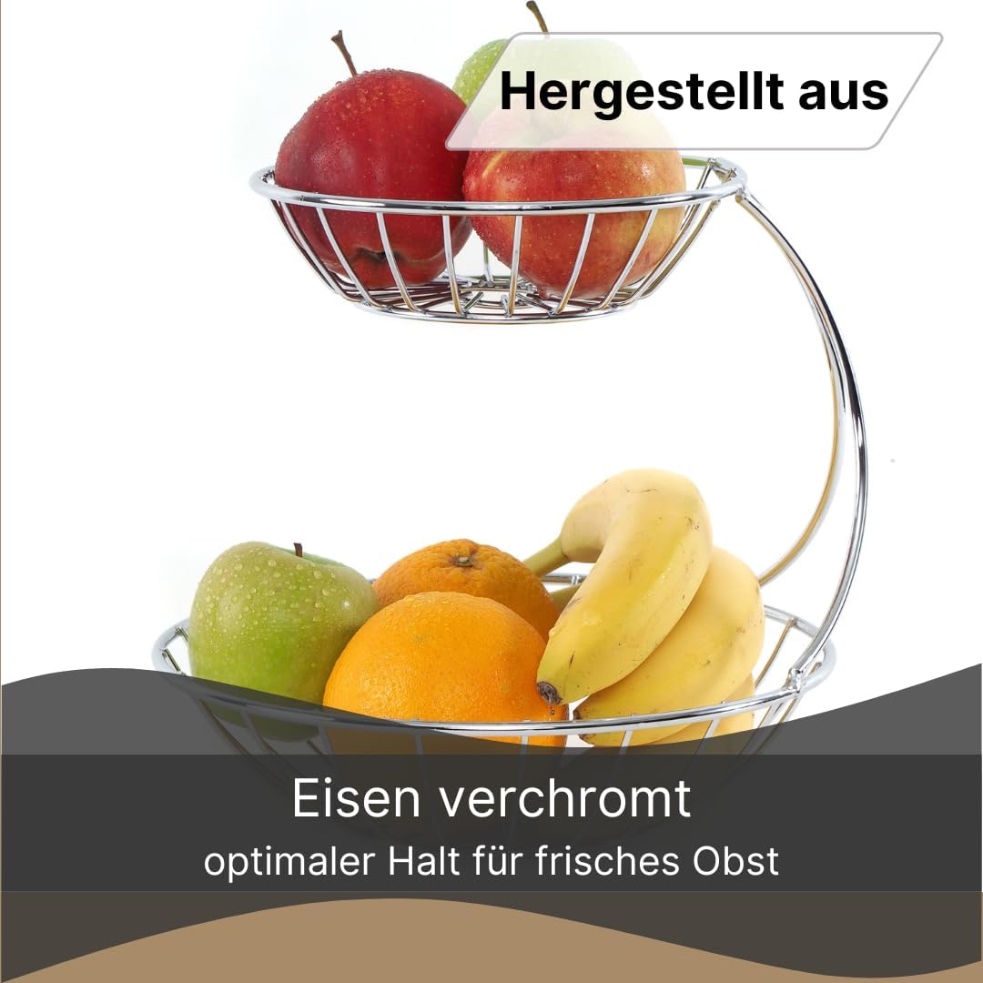 DESIGN DELIGHTS OBST ETAGERE STAGE | 24 cm, Eisen, zweistöckig | Metall Obstständer, Früchteschale,