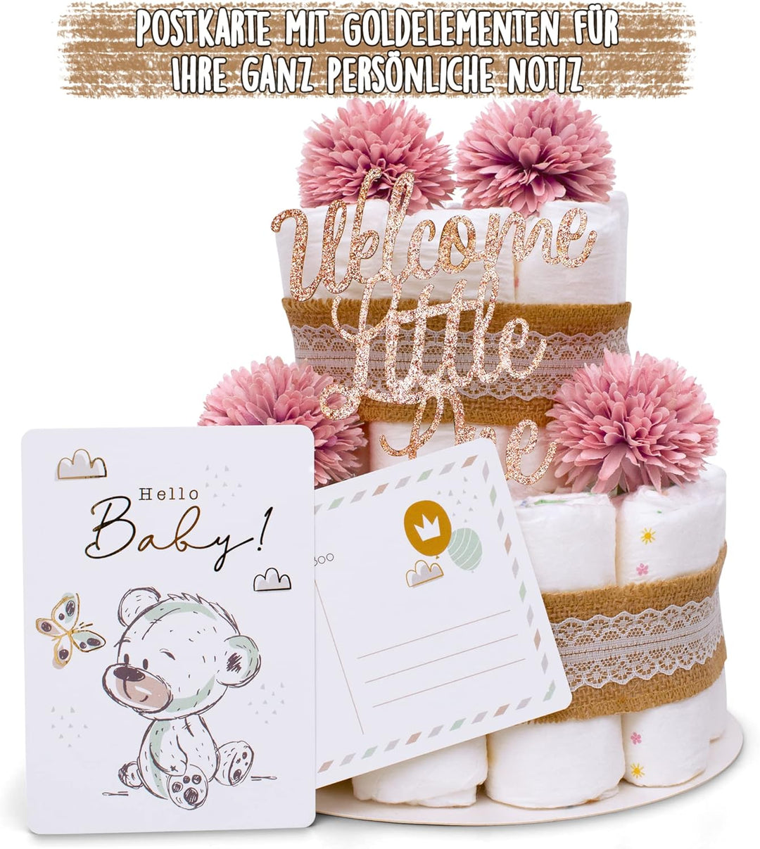 MilaBoo® Vintage Windeltorte Junge I Premium Windeltorte im Boho Stil I Geschenk zur Geburt oder Tau
