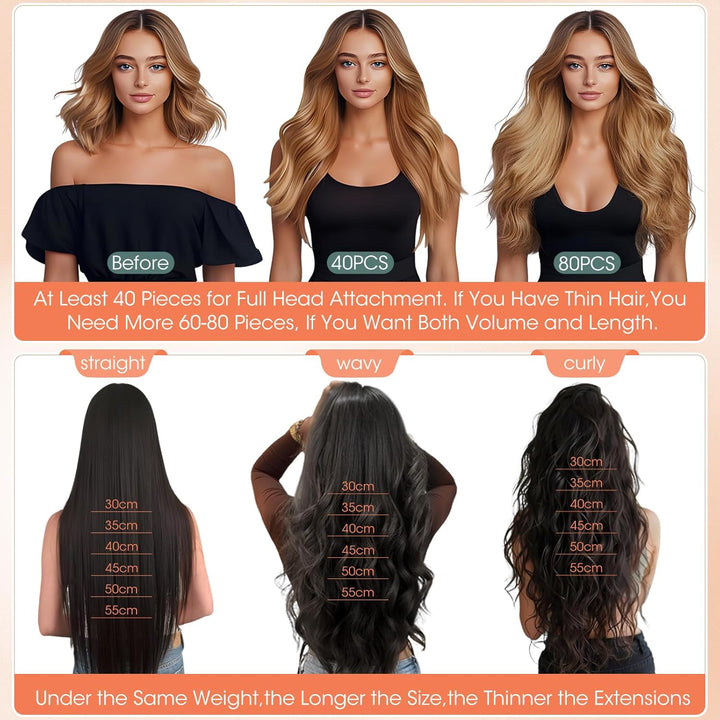 Benehair Tape in Extensions Echthaar, Invisible Tape Extensions Echt Haar, 20Pcs 20g Haarverlängerun