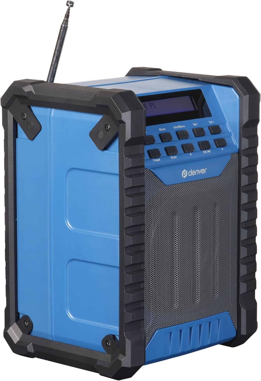 Denver WRD-60 Baustellenradio mit DAB+ / DAB/FM & Bluetooth – Akku Radio mit 2000 mAh - IP54 Staub-
