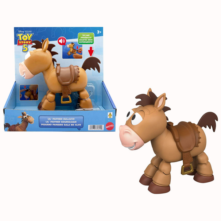 Mattel Disney Pixar Toy Story 5 bewegliche Pferdefigur mit Geräuschen, Kleiner Begleiter Bully, berü