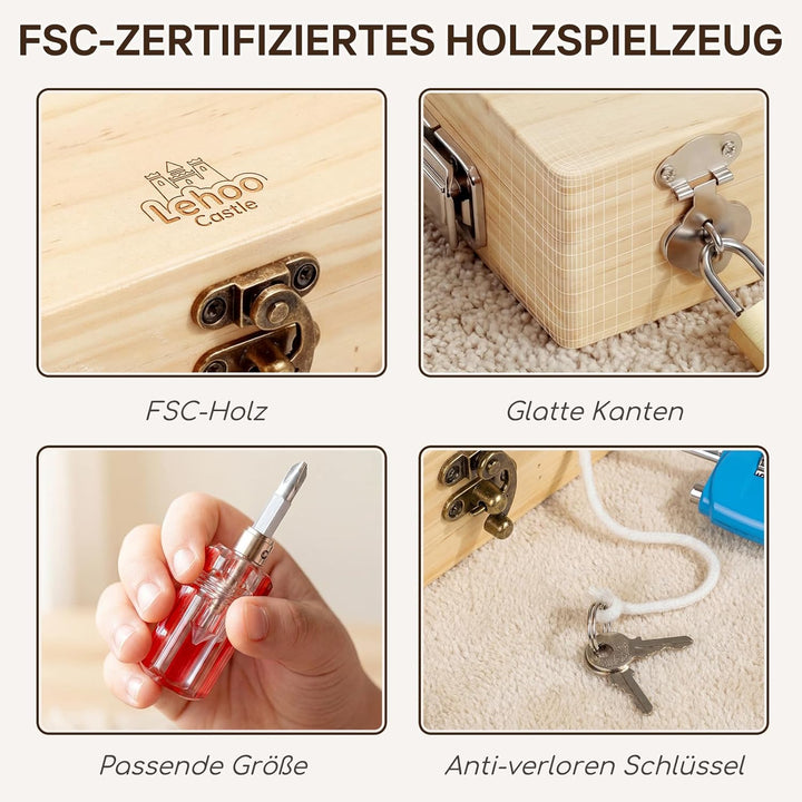 Lehoo Castle Montessori Spielzeug ab 3 4 5 Jahre, Kinder Werkzeugkoffer mit Werkzeug Motorikspielzeu
