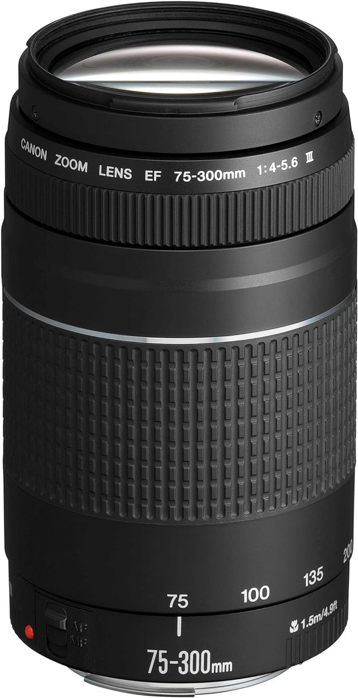 Canon EF 75-300mm F4.0-5.6 III Zoomobjektiv (58mm Filtergewinde) schwarz & EF 50mm F1.8 STM Objektiv