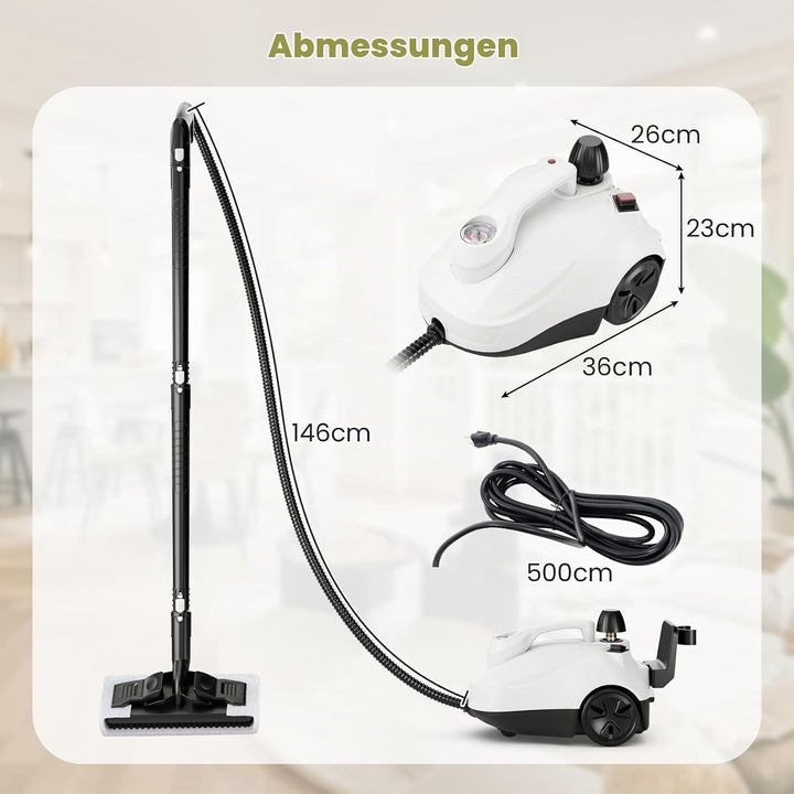 FANTASK Dampfreiniger 2000W, Dampfdruck: max. 5 bar, Flächenleistung: 108 m², Temperatur: bis zu 160