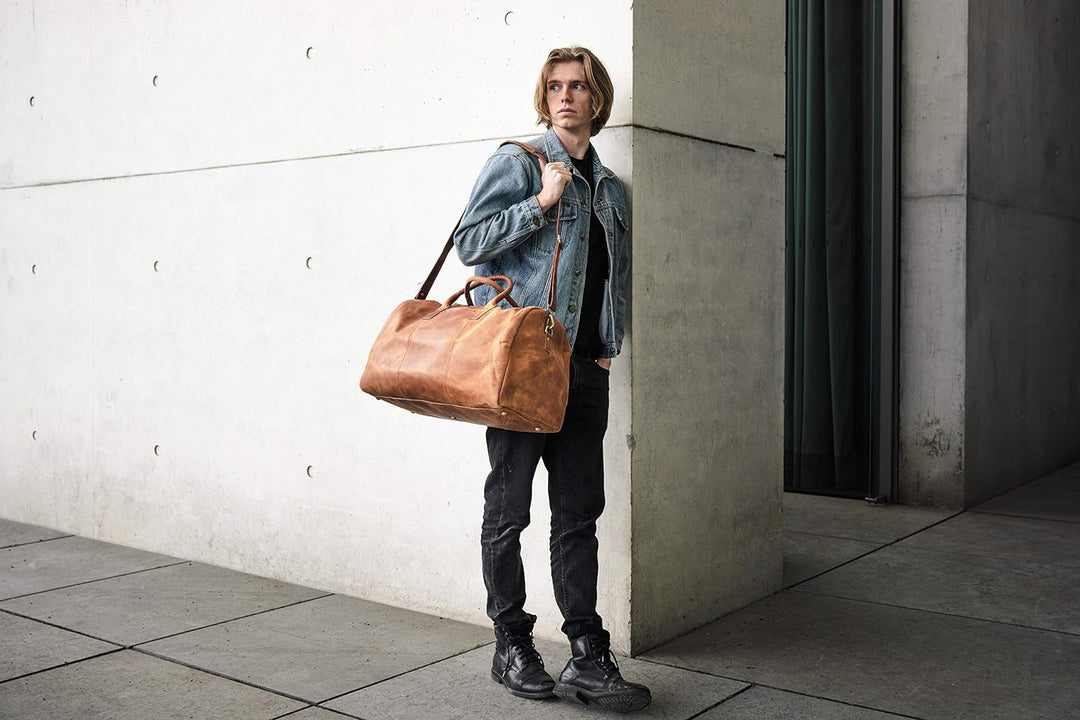 HOLZRICHTER BERLIN No 13-1 (L) - Premium Weekender Reisetasche, Sporttasche und Handgepäck aus Leder