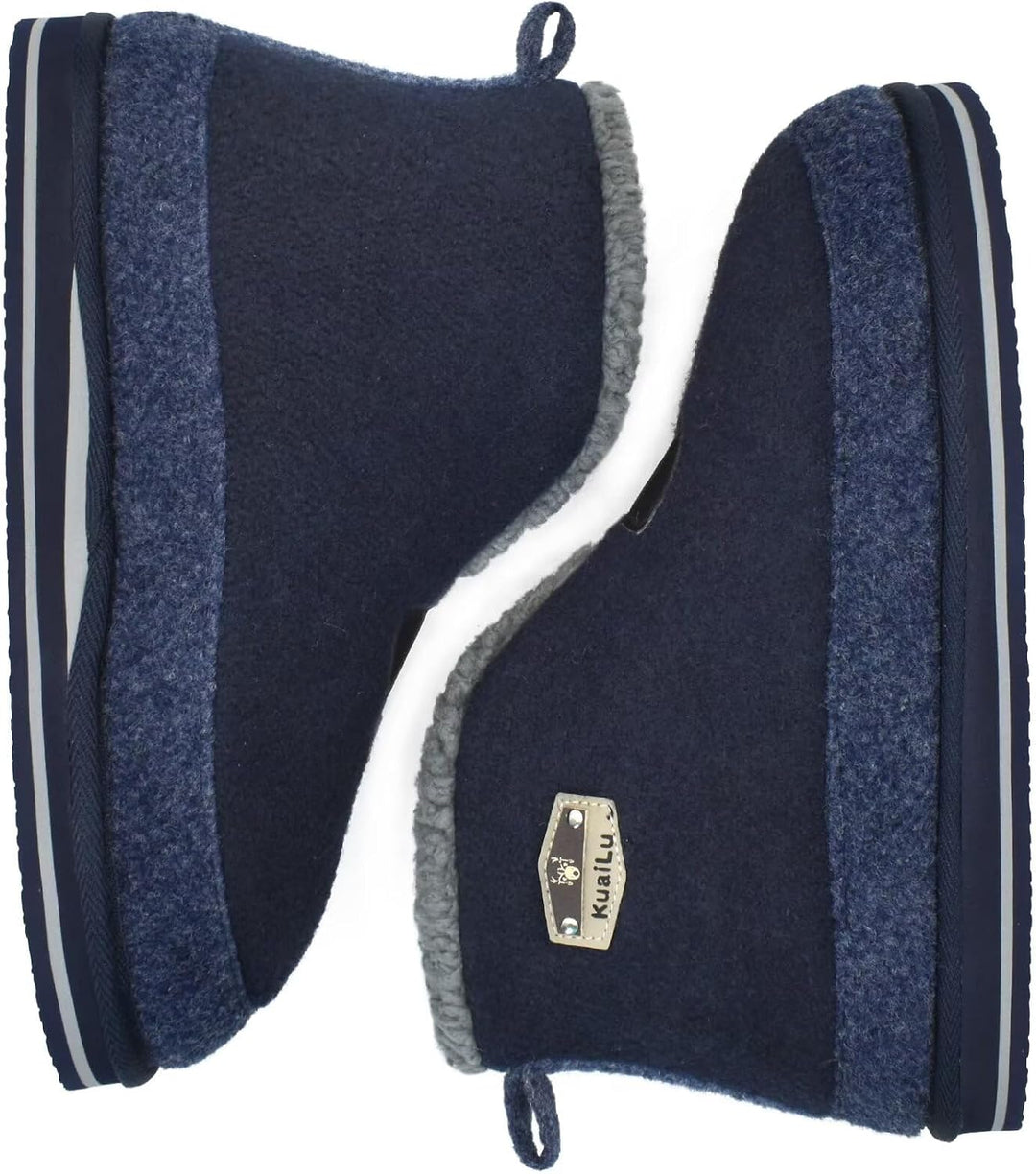 KuaiLu Hausschuhe Boots Herren Winter Filz Hausstiefel Warm Plüsch Flauschige Fell Hüttenschuhe Kusc
