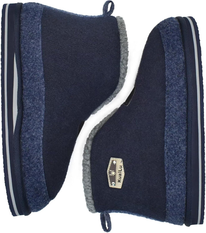 KuaiLu Hausschuhe Boots Herren Winter Filz Hausstiefel Warm Plüsch Flauschige Fell Hüttenschuhe Kusc