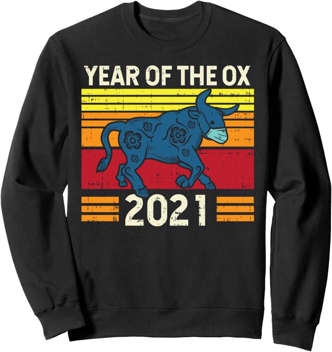 Year Of The Ox Mask Retro Chinese New Year Quarantine Gift Sweatshirt
