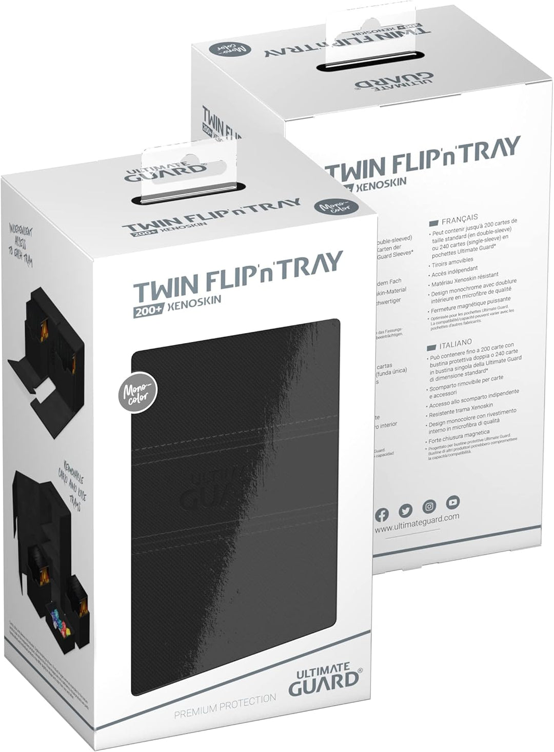 Ultimate Guard Twin Flip`n`Tray 200+ XenoSkin Monocolor Schwarz, Schwarz