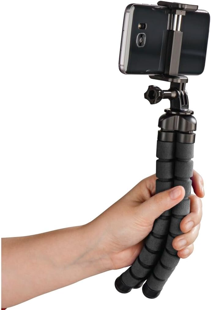 Hama Flex Dreibeinstativ 1/4 Zoll Arbeitshoehe=9-26cm Schwarz Fuer Smartphones und GoPro 4613 Schwar